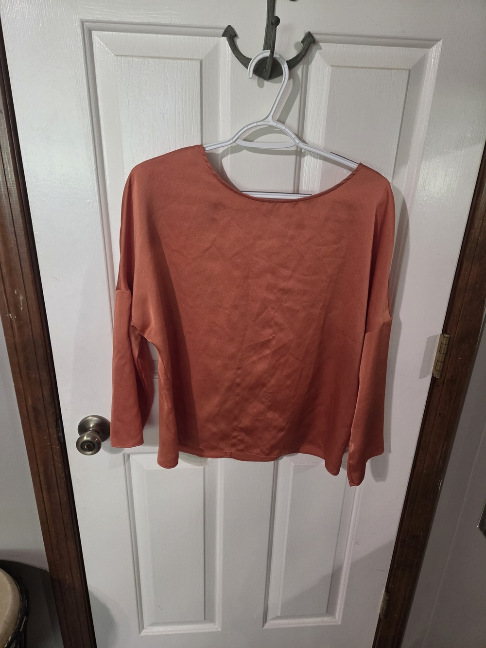 Rose & Olive Boatneck Long Sleeve Top - Rust